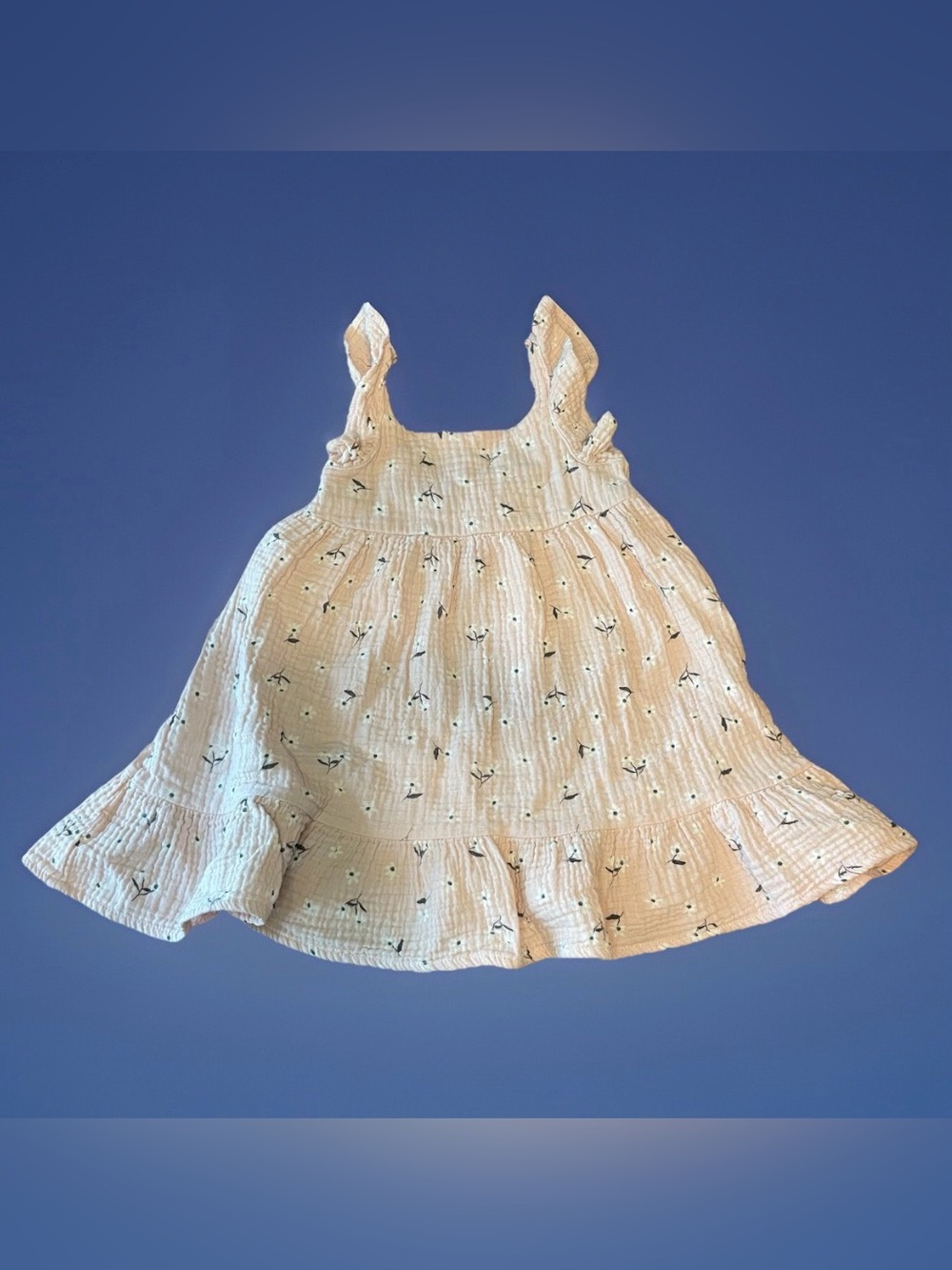 Rabbit Bear Organic Cotton Gauze Dress 3T Pink Floral Muslin Ruffle Toddler Girl
